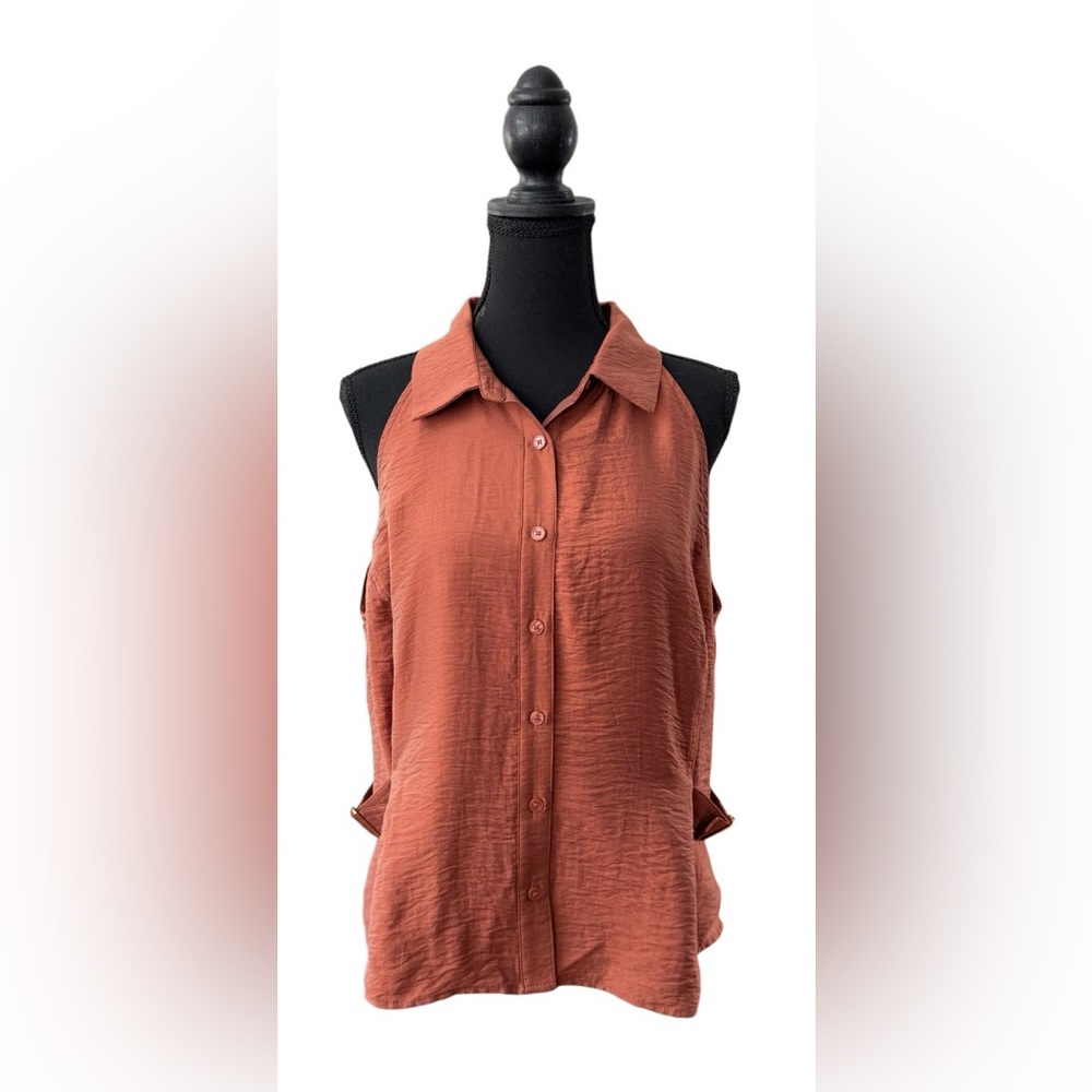 LOFT Copper Penny Button Down Vest with Adjustable Straps on Sides